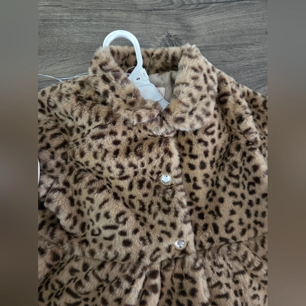 Biscotti Girls Leopard Print Kids Coat & Dress Set Size 4t NWT